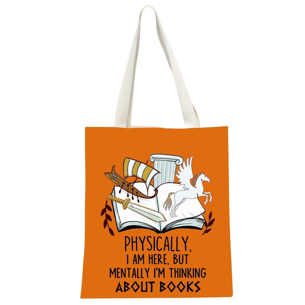 Camp Half Blood Tote Bag Riptide Sword Tote Bag I'M Thinking About Books Bag :>